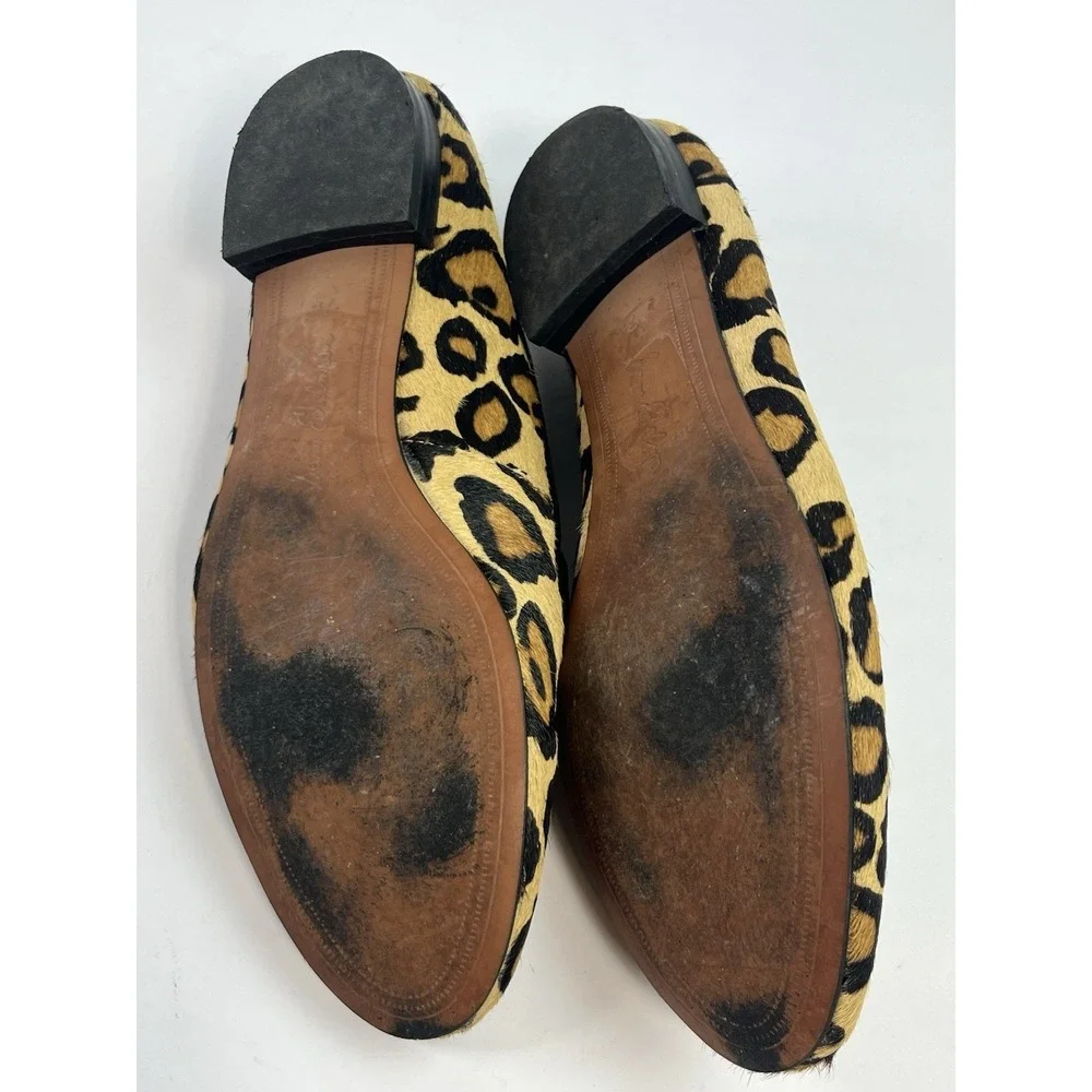 Sam Edelman Loafers Womens Size 7.5 Brown Leopard Calf Hair Jordy Slip On Flats